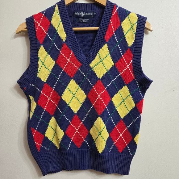 Ralph Lauren Other - Ralph Lauren Men Vtg 90s Y2K Preppy Ivy League Golf Argyle V Neck Sweater Vest S